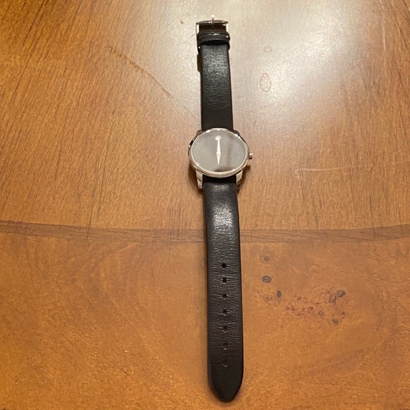 Movado Black Leather Strap Watch - Picture 1 of 7